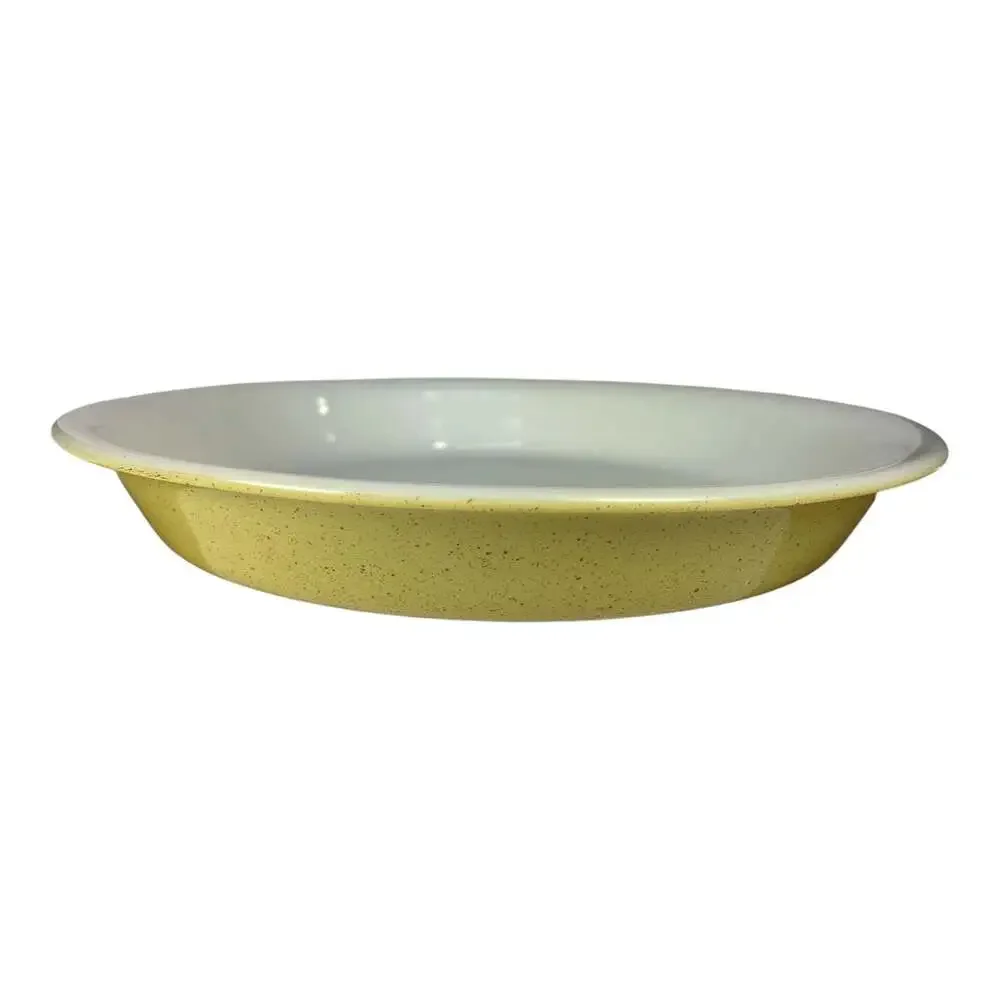 Vintage Pyrex 8.5 Inch Desert Dawn Yellow Speckled Pie Plate Ovenware #209 USA - Picture 5 of 8